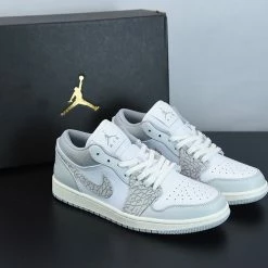 Fit Sporting Goods Air Jordan 1 Low PRM “Elephant” White/Neutral Grey-Sail-Smoke Grey For Sale