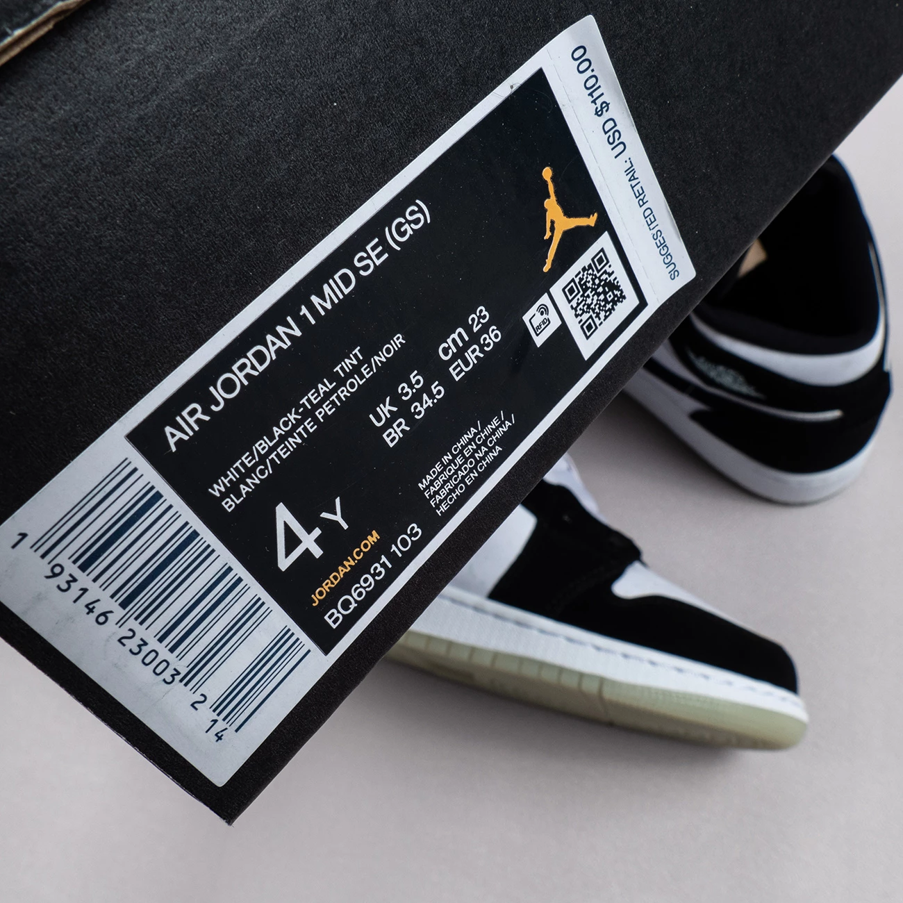 Fit Sporting Goods Air Jordan 1 Mid SE GS “Panda” White/Black-Teal Tint BQ6931-103 10 Fit Sporting Goods Air Jordan 1 Mid SE GS “Panda” White/Black-Teal Tint BQ6931-103 - Image 8