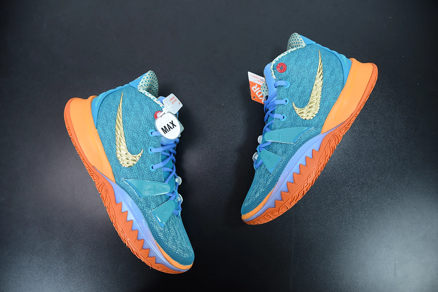 Fit Sporting Goods Concepts X Nike Kyrie 7 Teal Blue/Light Blue-Orange-Metallic Gold 6 Fit Sporting Goods Concepts X Nike Kyrie 7 Teal Blue/Light Blue-Orange-Metallic Gold - Image 4