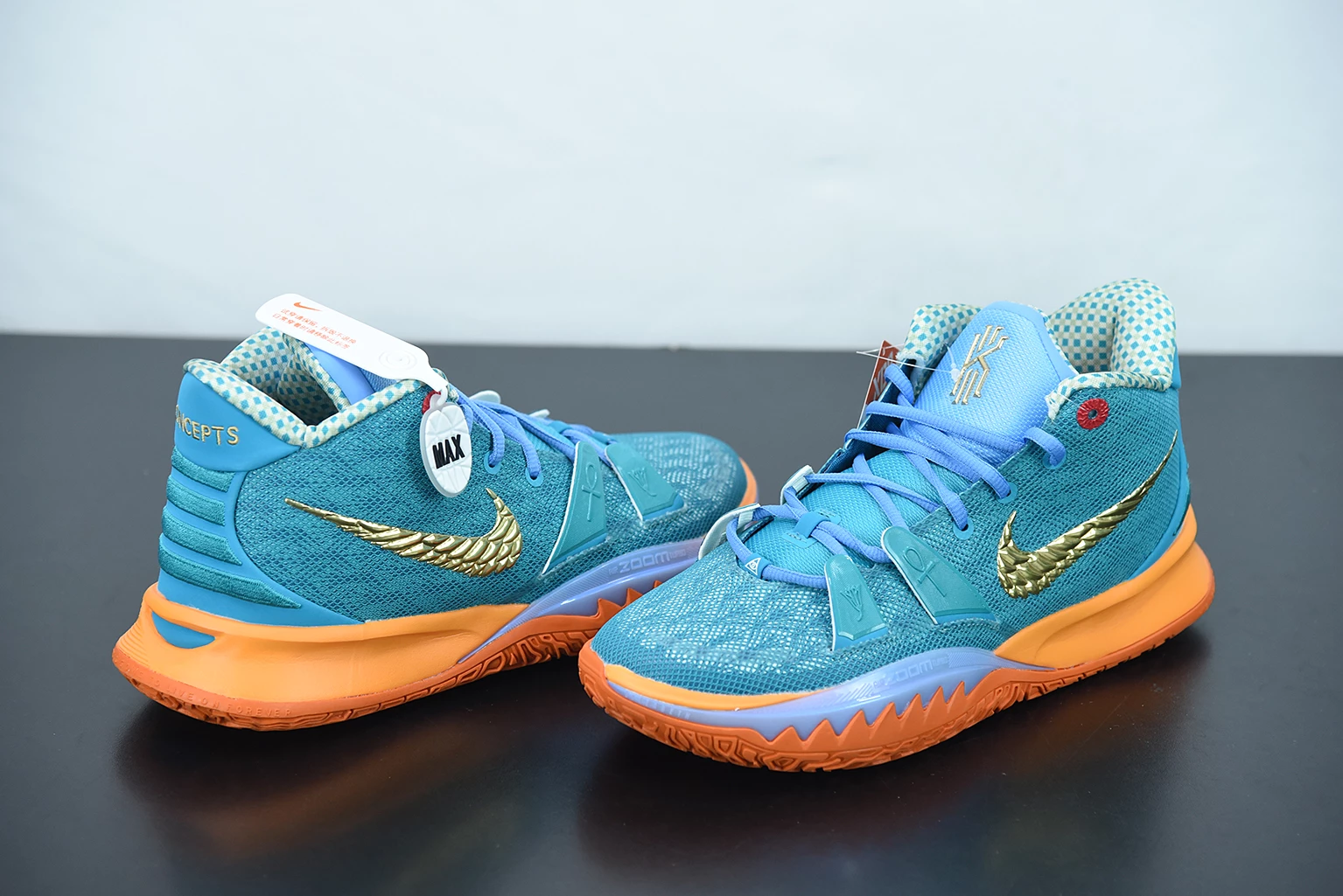 Fit Sporting Goods Concepts X Nike Kyrie 7 Teal Blue/Light Blue-Orange-Metallic Gold 7 Fit Sporting Goods Concepts X Nike Kyrie 7 Teal Blue/Light Blue-Orange-Metallic Gold - Image 5