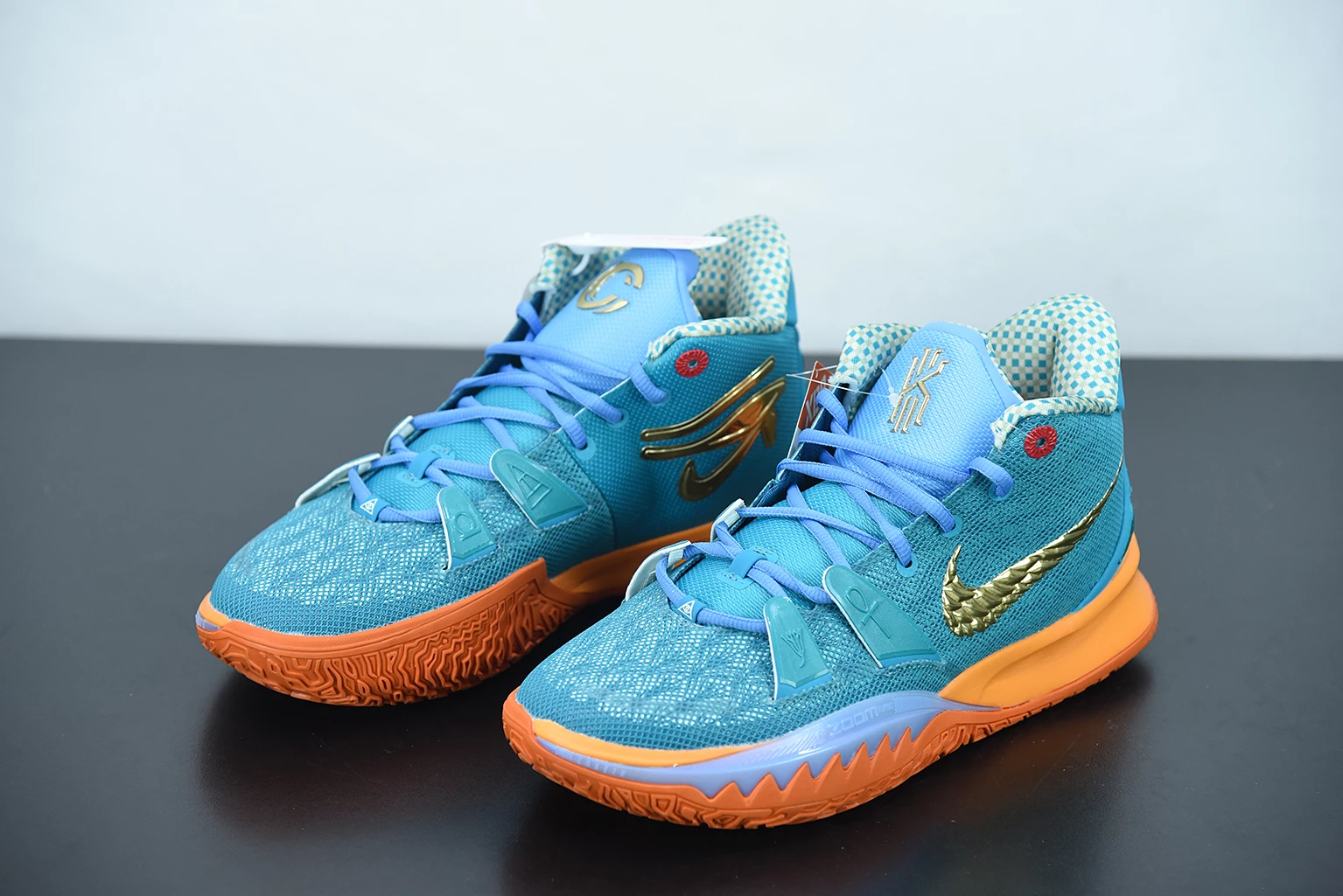 Fit Sporting Goods Concepts X Nike Kyrie 7 Teal Blue/Light Blue-Orange-Metallic Gold 8 Fit Sporting Goods Concepts X Nike Kyrie 7 Teal Blue/Light Blue-Orange-Metallic Gold - Image 6