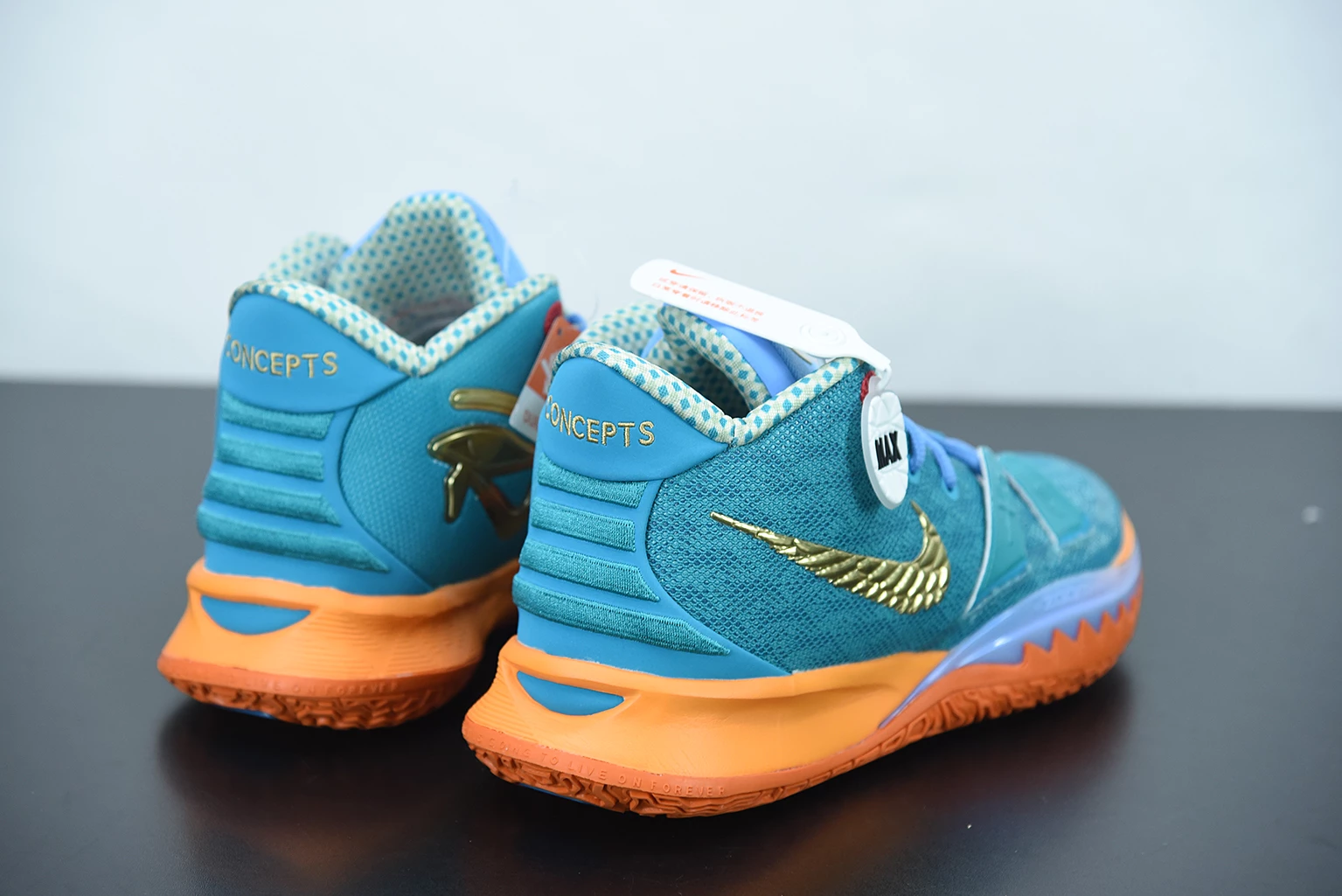 Fit Sporting Goods Concepts X Nike Kyrie 7 Teal Blue/Light Blue-Orange-Metallic Gold 9 Fit Sporting Goods Concepts X Nike Kyrie 7 Teal Blue/Light Blue-Orange-Metallic Gold - Image 7