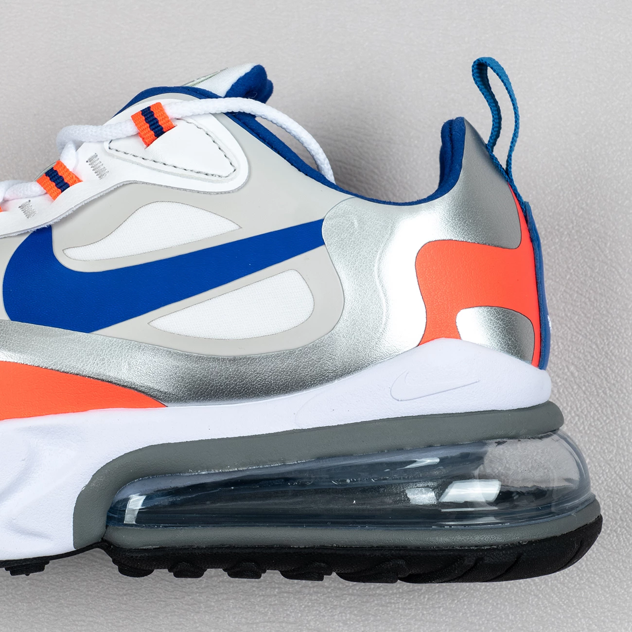 Fit Sporting Goods Nike Air Max 270 React ‘Knicks’ White Silver Orange Blue CW3094-100 5 Fit Sporting Goods Nike Air Max 270 React ‘Knicks’ White Silver Orange Blue CW3094-100 - Image 3