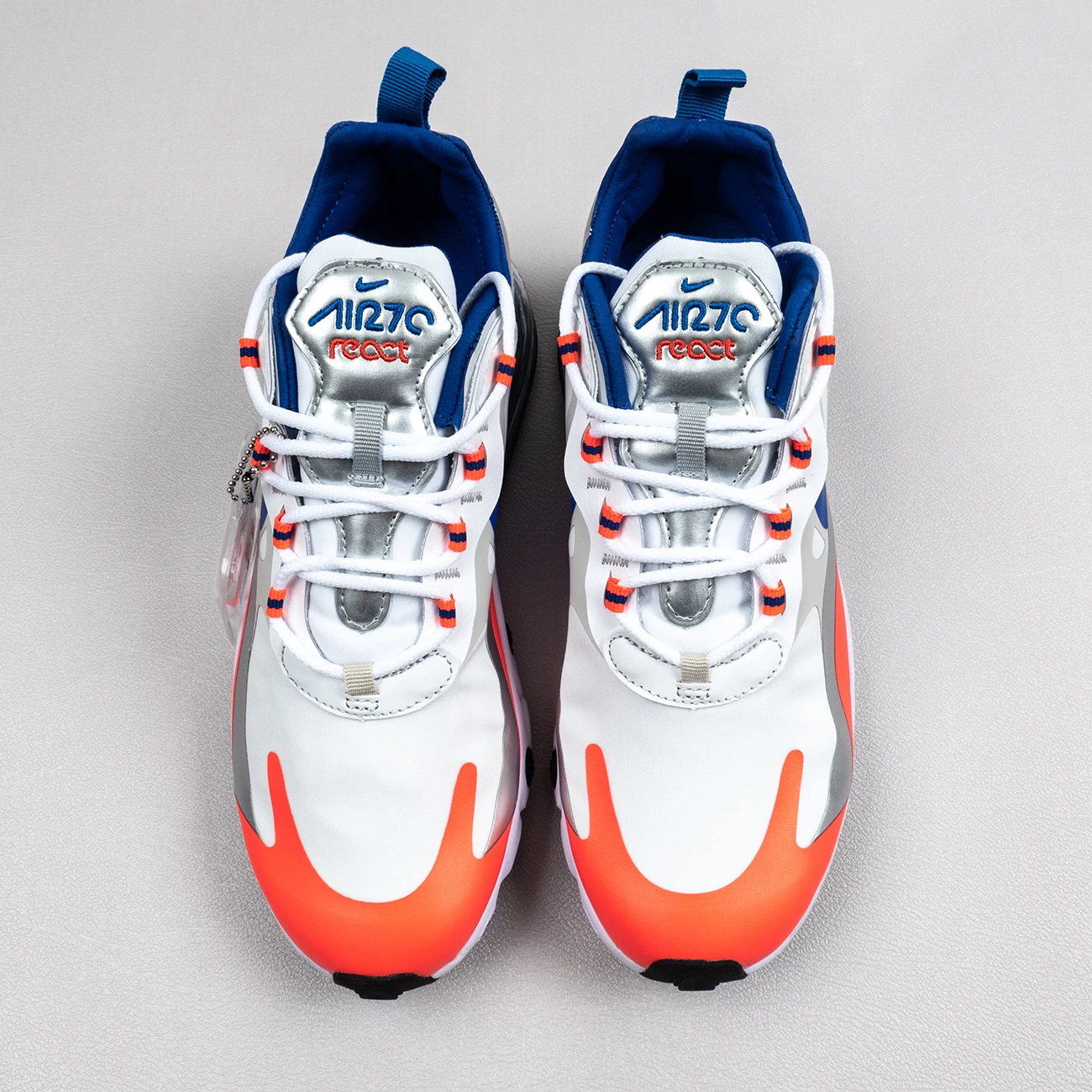Fit Sporting Goods Nike Air Max 270 React ‘Knicks’ White Silver Orange Blue CW3094-100 7 Fit Sporting Goods Nike Air Max 270 React ‘Knicks’ White Silver Orange Blue CW3094-100 - Image 5