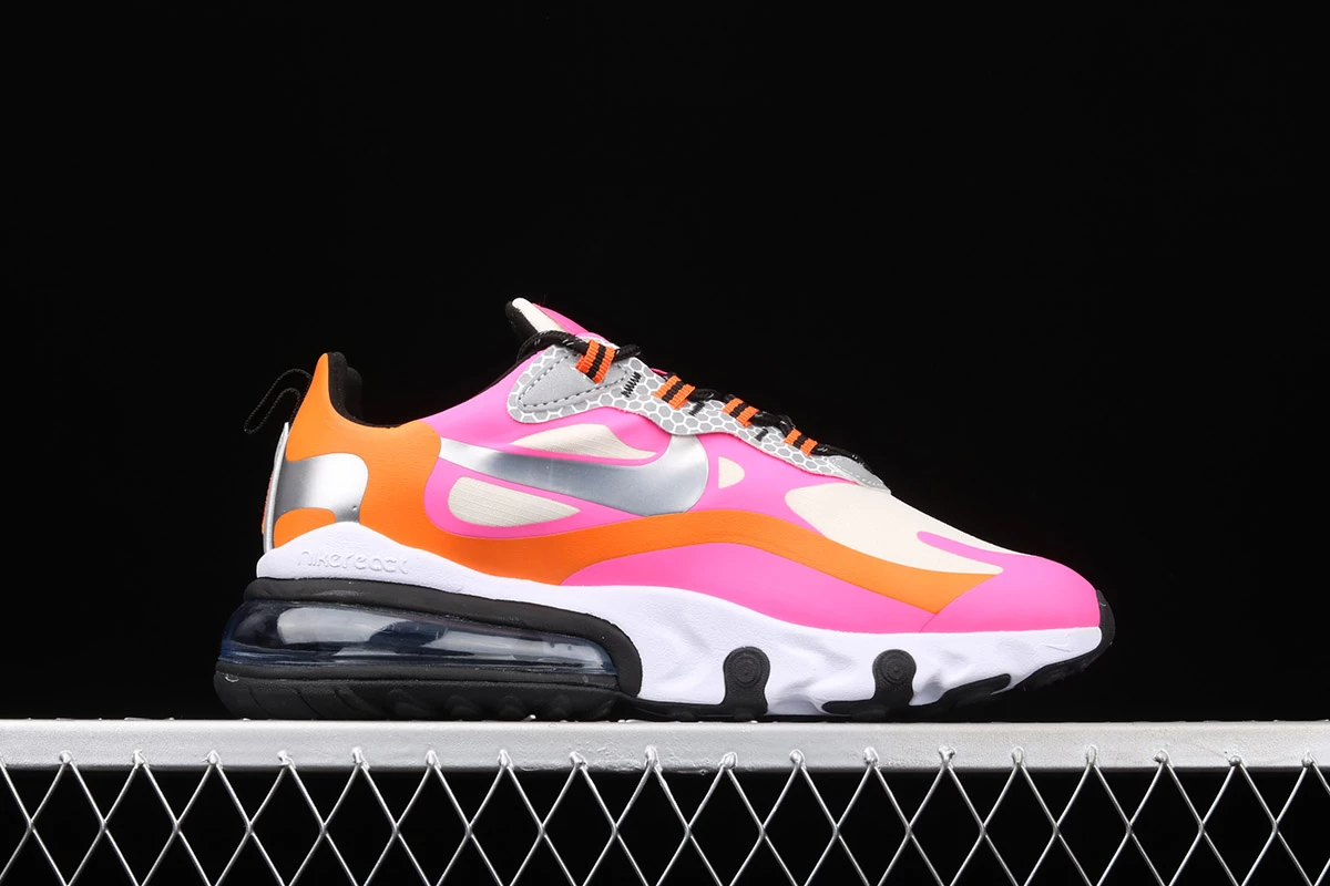 Fit Sporting Goods Nike Air Max 270 React White Orange Pink CT1834-100 4 Fit Sporting Goods Nike Air Max 270 React White Orange Pink CT1834-100 - Image 2