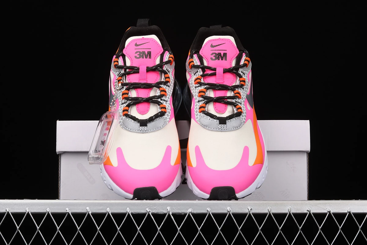 Fit Sporting Goods Nike Air Max 270 React White Orange Pink CT1834-100 8 Fit Sporting Goods Nike Air Max 270 React White Orange Pink CT1834-100 - Image 6
