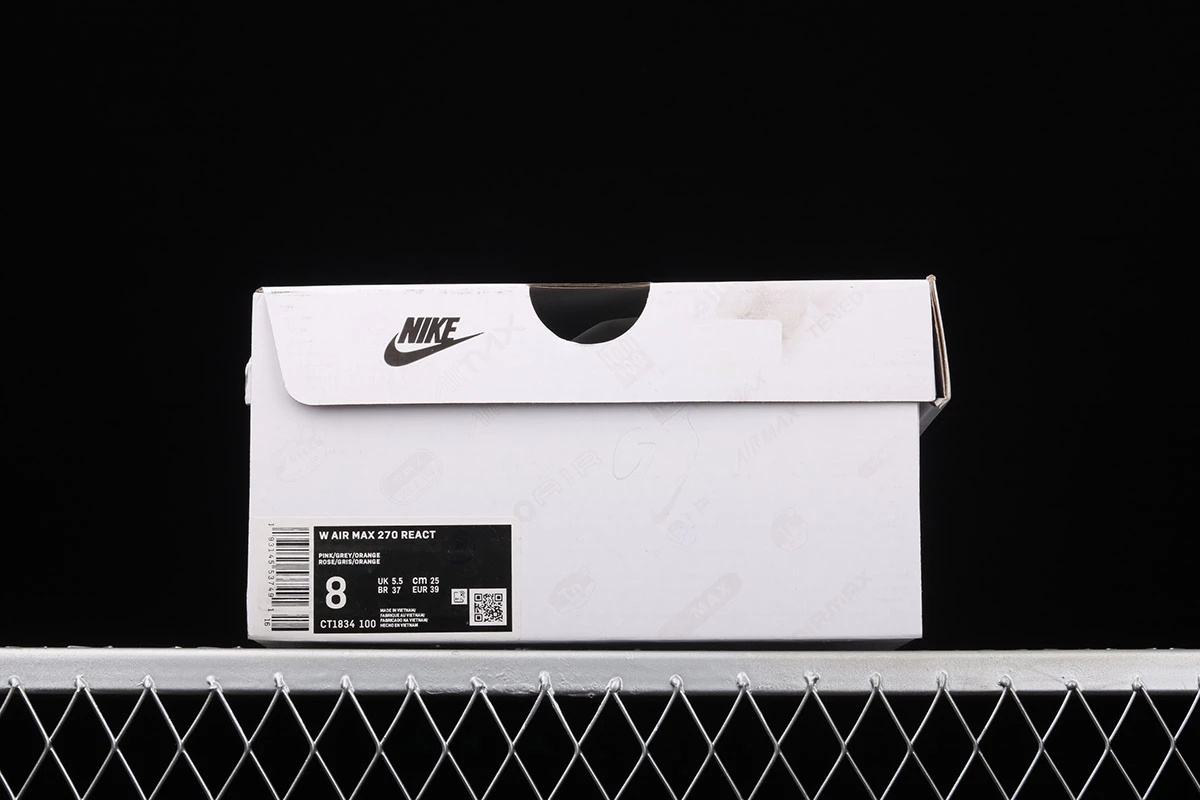 Fit Sporting Goods Nike Air Max 270 React White Orange Pink CT1834-100 9 Fit Sporting Goods Nike Air Max 270 React White Orange Pink CT1834-100 - Image 7